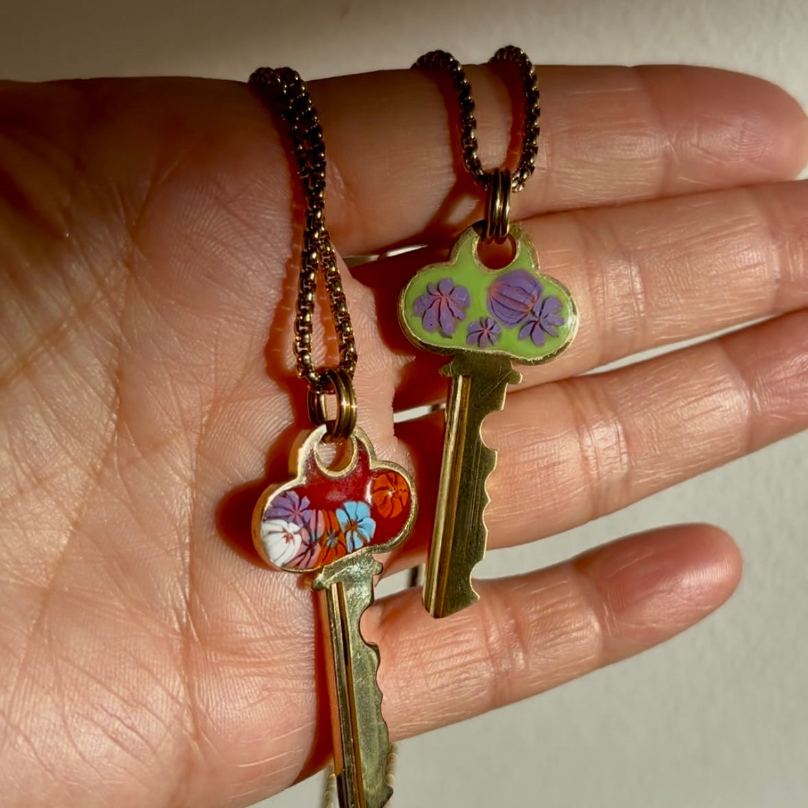 Millefiori Enamel Keys 18K plate Ona Chan Jewelry