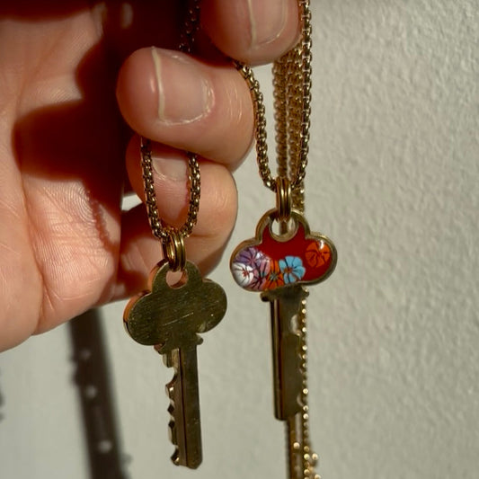 Millefiori Key Enamel Necklace 18K gold plate Ona Chan Jewelry