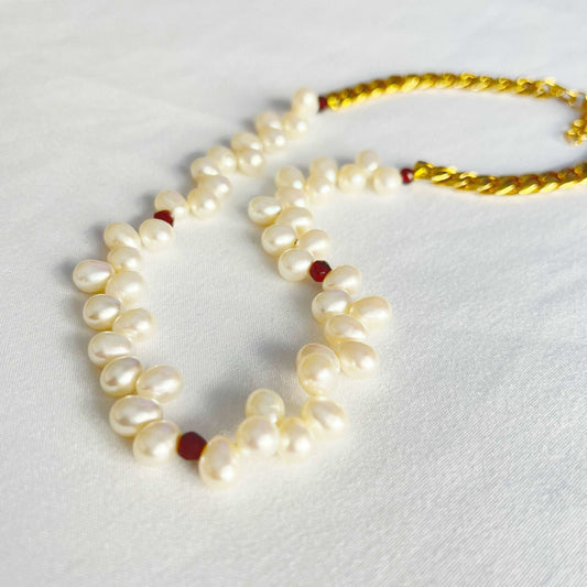 Ona Chan Jewelry Liana Mix Pearl necklace with semi precious beads