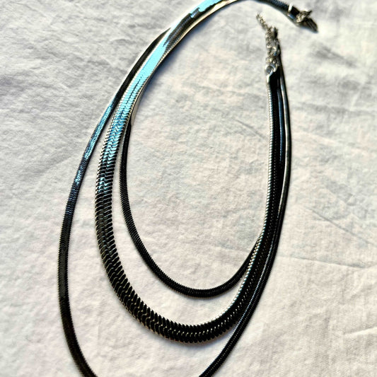 Ona Chan Jewelry adjustable Dylan Triple Herringbone necklace in high polish