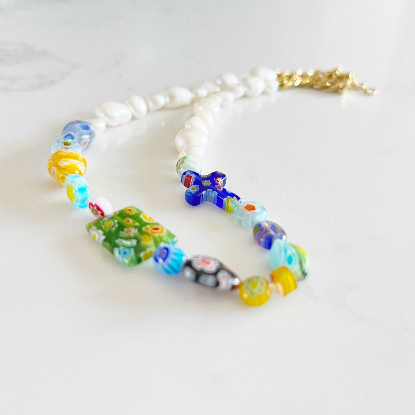 Ona Chan Jewelry Candy Pearls - Baroque Pearls and millefiori murano
beads