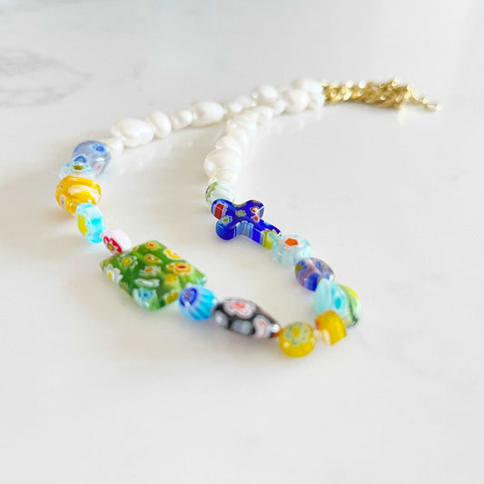 Ona Chan Jewelry Candy Pearls - Baroque Pearls and millefiori murano
beads