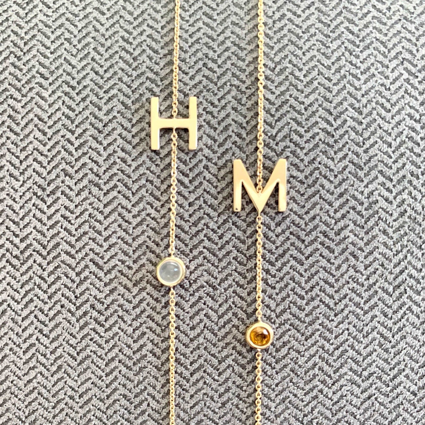 Necklace - Ms. Li Custom Initial Necklace With Birthstone | Custom Fine Pieces