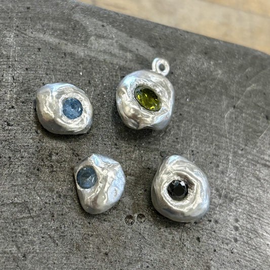 OCJ Silver Nuggets with Sapphires