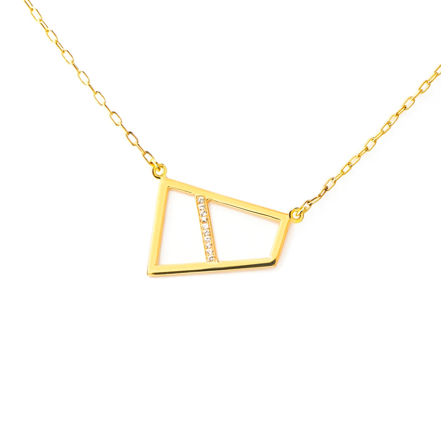 Jennie Lattice Double Windows Necklace sapphire gold plate