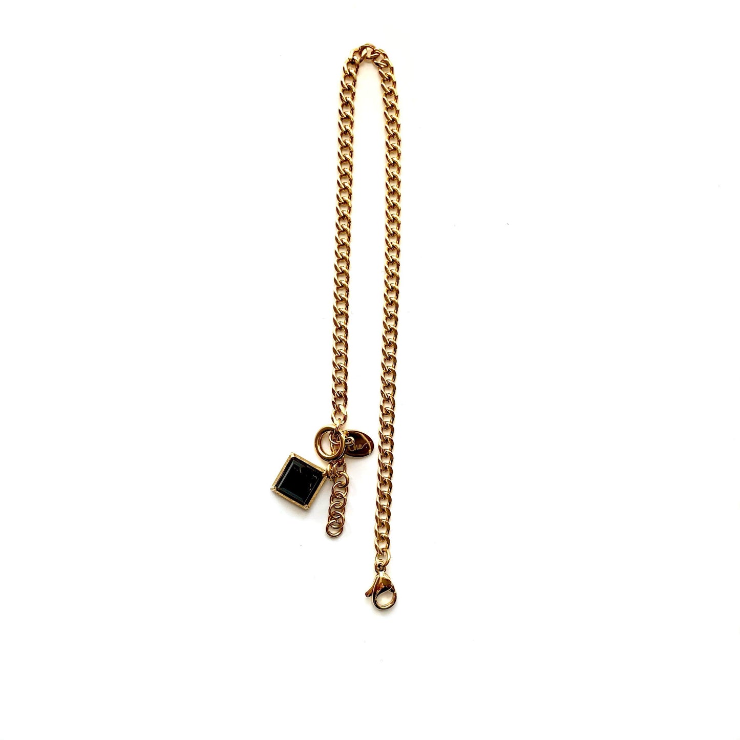Anklet - Cuban Ankle Bracelet With Black Agate | Cuban Chain Link