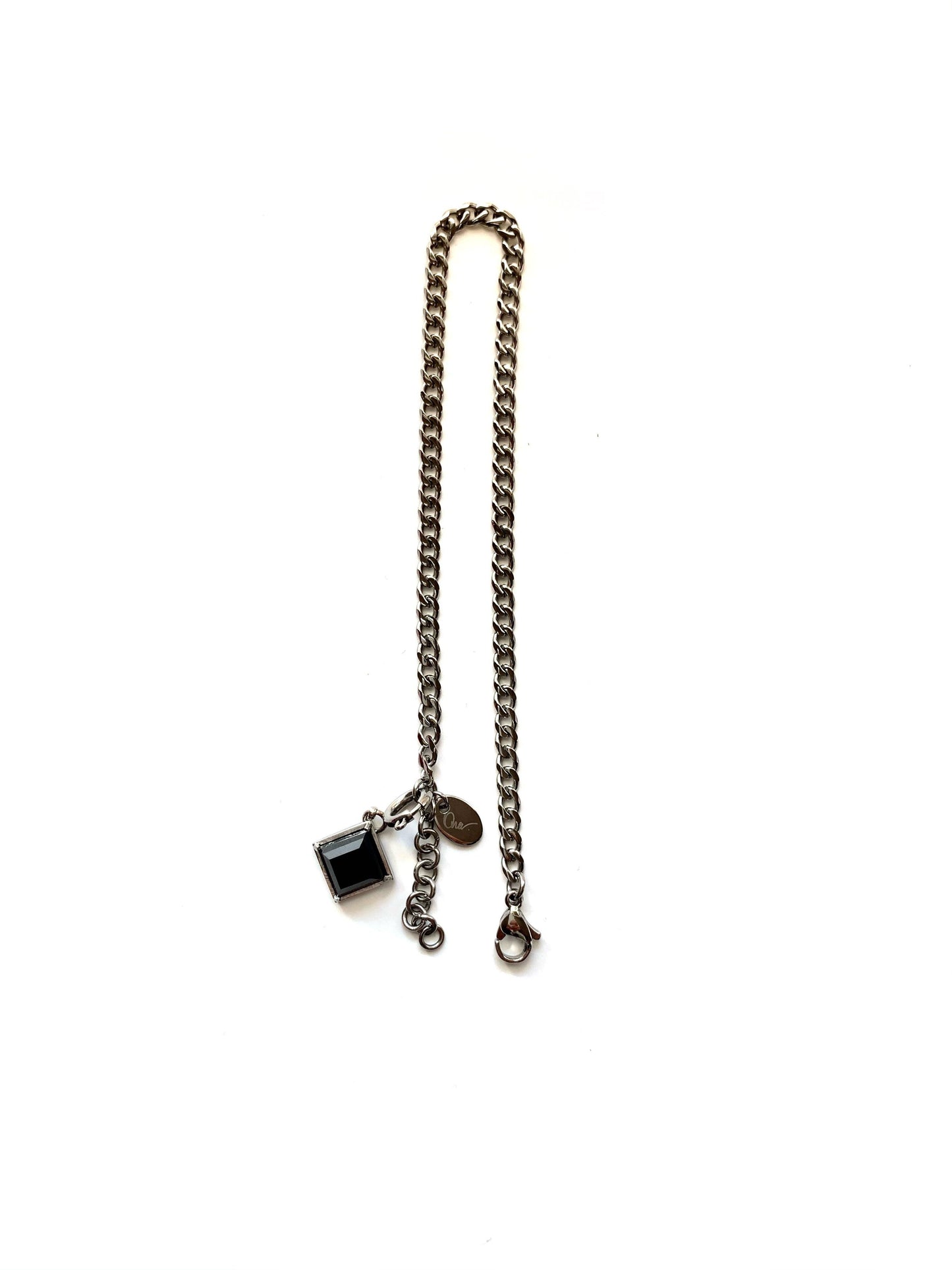 Anklet - Cuban Ankle Bracelet With Black Agate | Cuban Chain Link