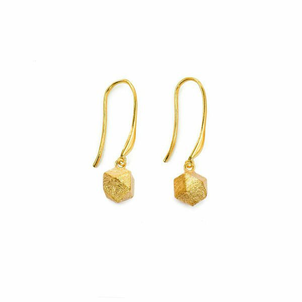 Mantra Cube Earrings - Engraved, gold plate