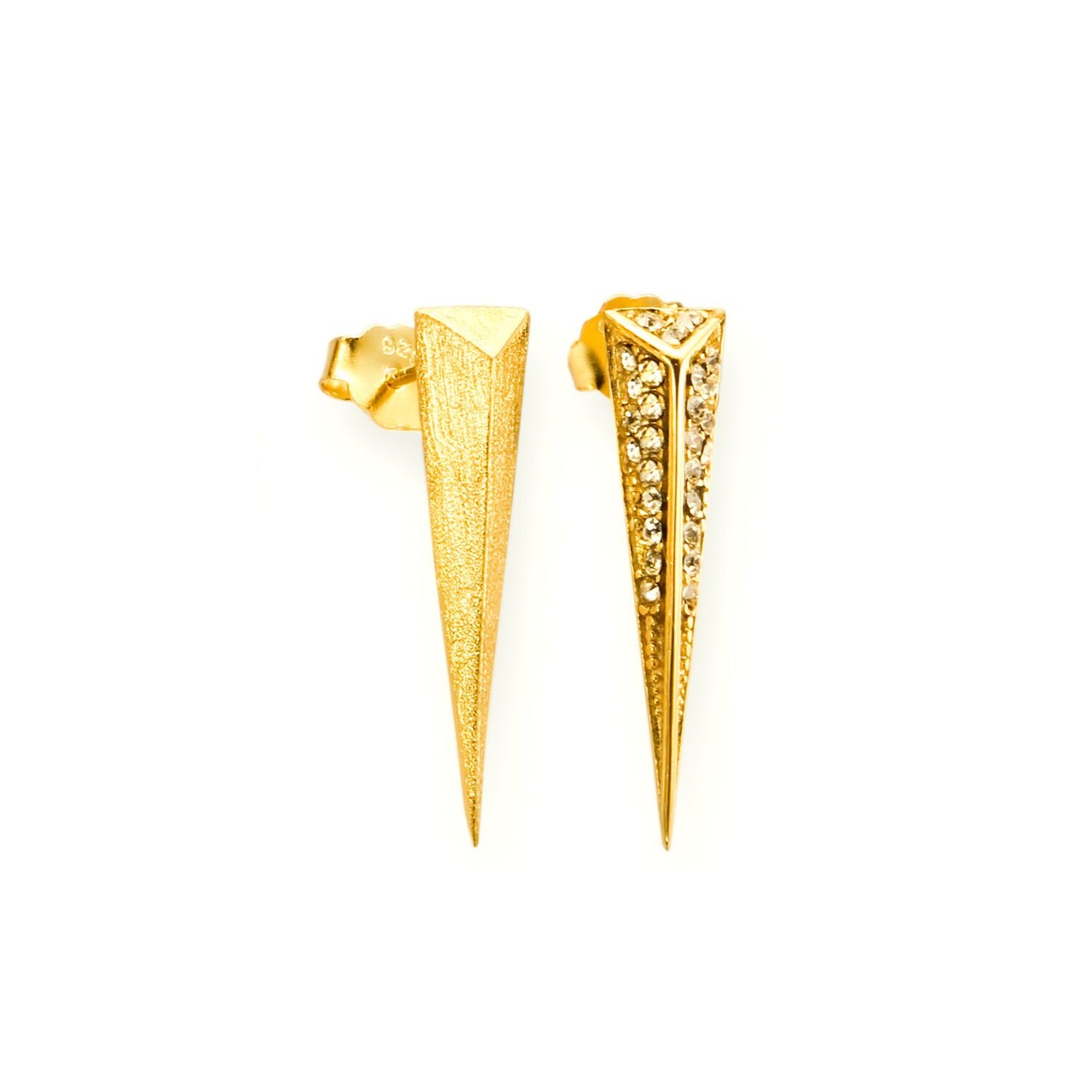 Mantra Dagger Drop Earrings, gold, Swarovski crystals