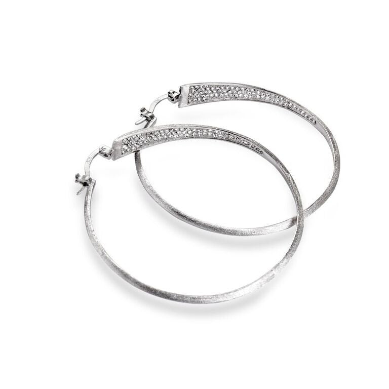 Mantra Dagger Hoops with Swarovski Crystals - rhodium