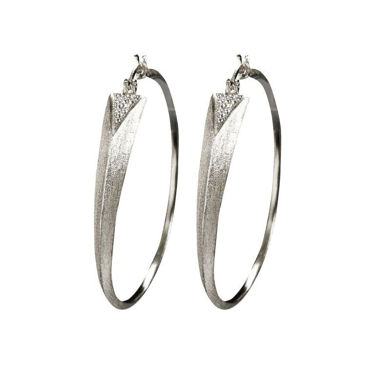 Mantra Dagger Hoops with Swarovski Crystals - rhodium