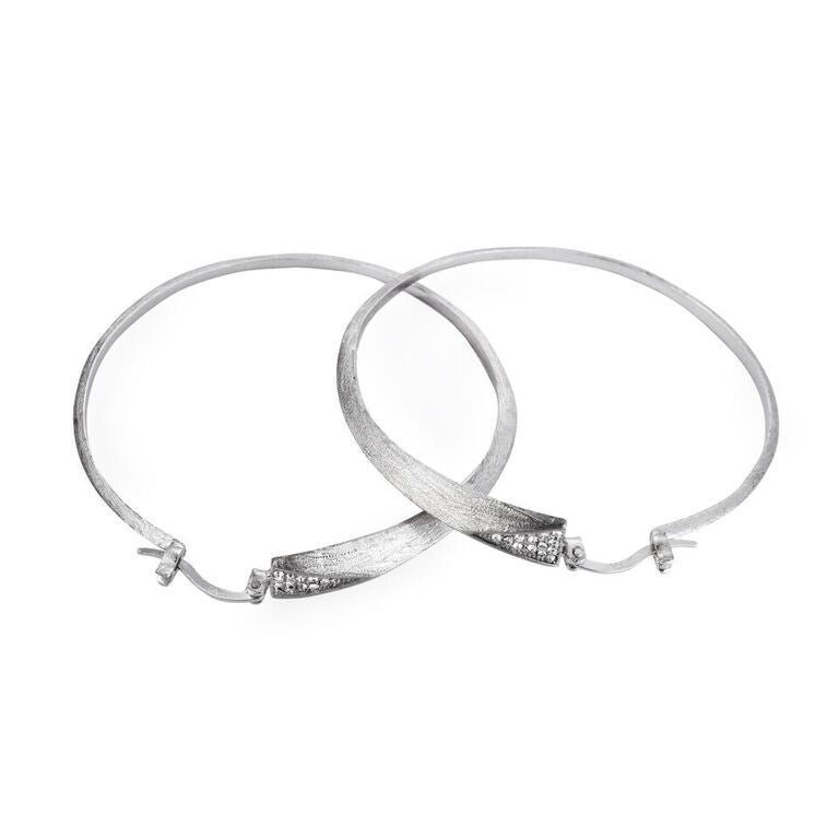 Mantra Dagger Hoops with Swarovski Crystals - rhodium