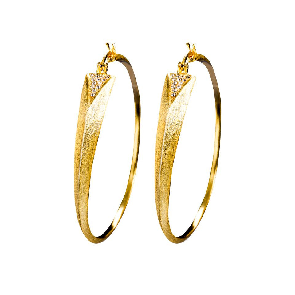 Mantra Dagger Hoops with Swarovski Crystals - gold