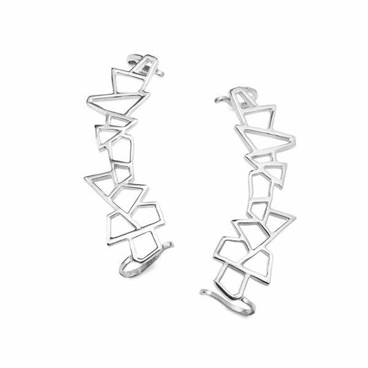 Lattice Ear Cuff - rhodium