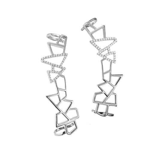 Lattice Ear Cuff - White Sapphires
