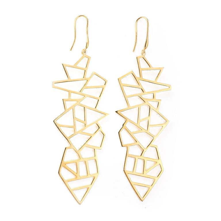 Lattice Long Multi Lattice Drop Earring - gold