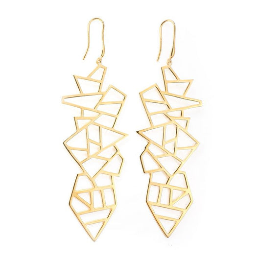 Lattice Long Multi Lattice Drop Earring - gold