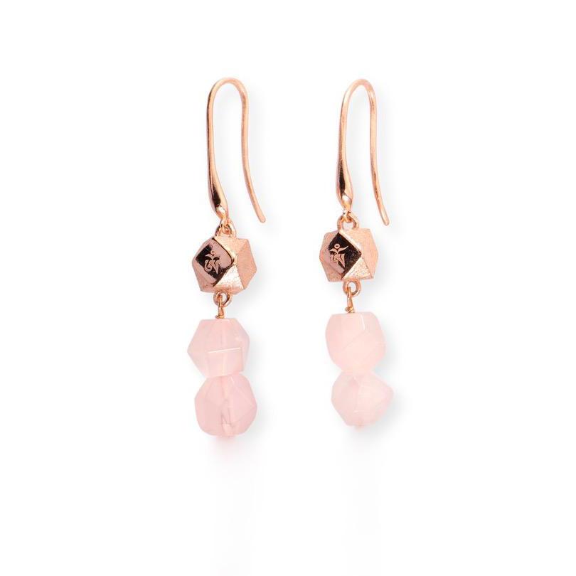 Earrings - Mantra Cube Drop Earrings With Natural Stones