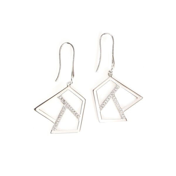 Lattice Triple Lattice Drop Earring with Sapphires, rhodium