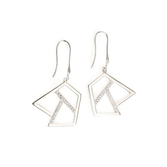 Lattice Triple Lattice Drop Earring with Sapphires, rhodium