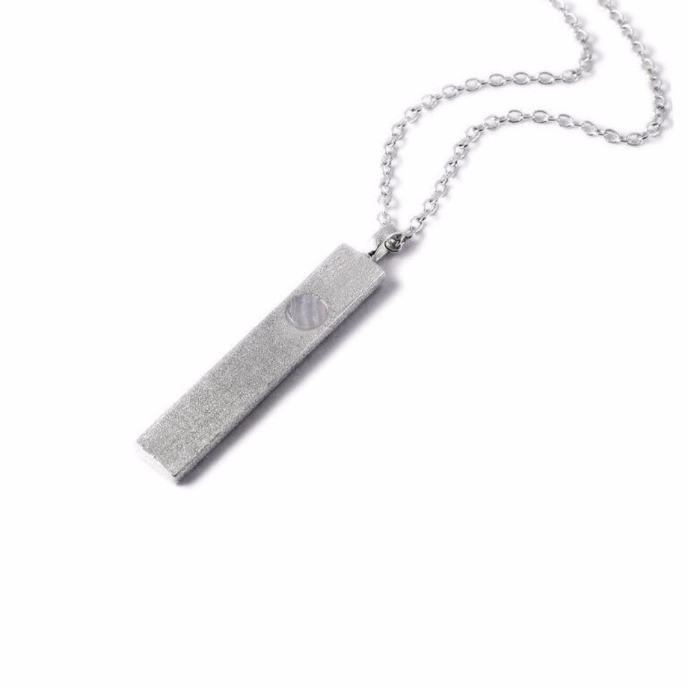 Mantra Necklace - Bar With Single Stone with Blue Lace Agate