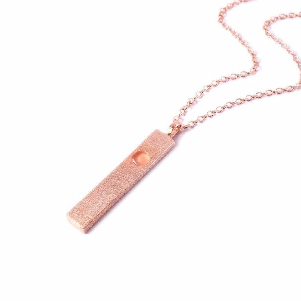 Mantra Necklace - Bar With Single Stone - Rose Quartz