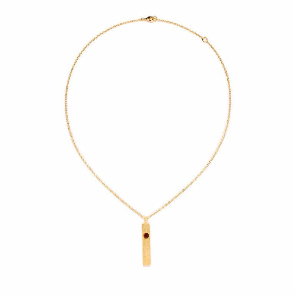 Manta Necklace - Bar With Single Stone - Tiger's Eye