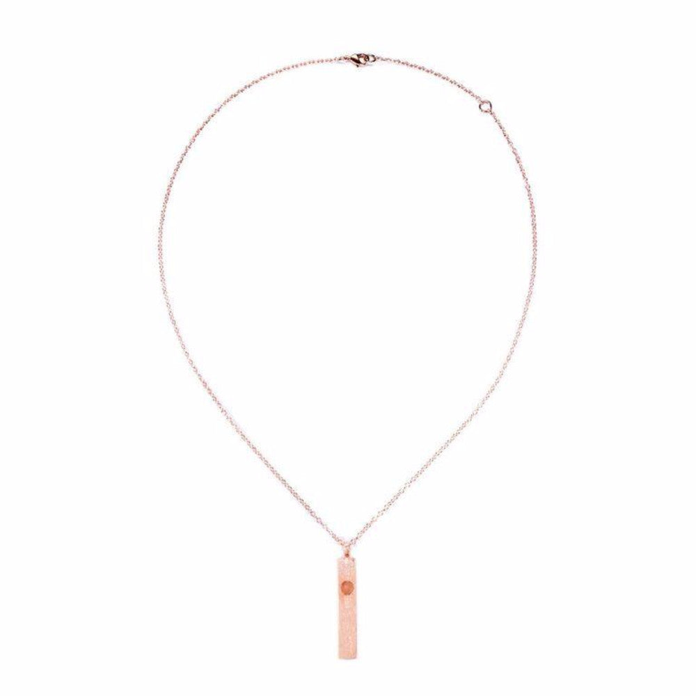 Mantra Necklace - Bar With Single Stone - Rose Quartz