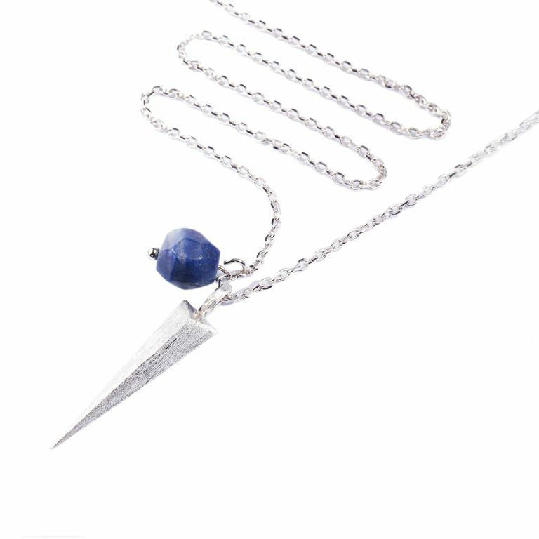 Mantra Dagger and Stone Necklace - blue quartz