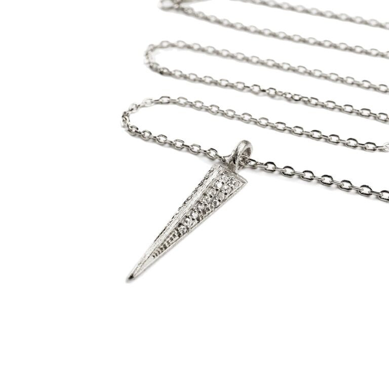 Mantra Dagger Pavee Pendant with Swarovski Crystals - rhodium