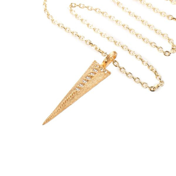 Mantra Dagger Pendant Pavee Edge with Swarovski Crystals - gold