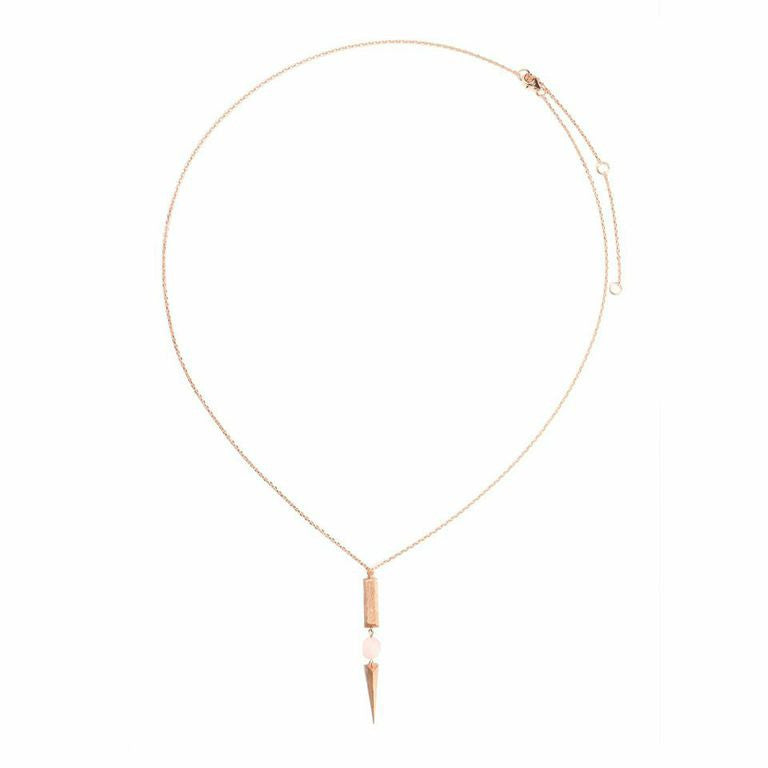 Mantra Dagger with Vertical Bar Necklace - rose quartz