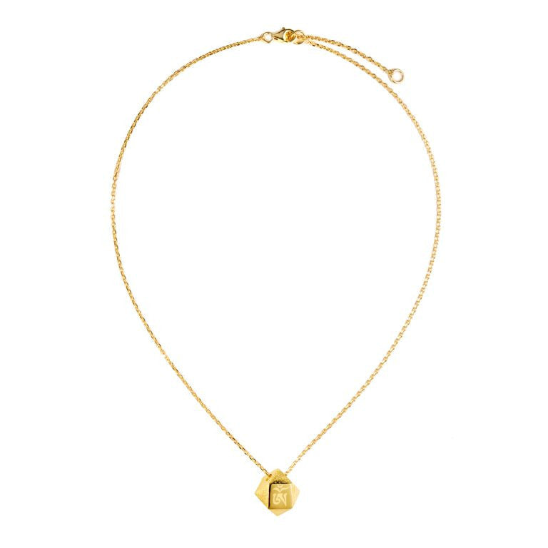 Mantra Cube Necklace Engraved - gold