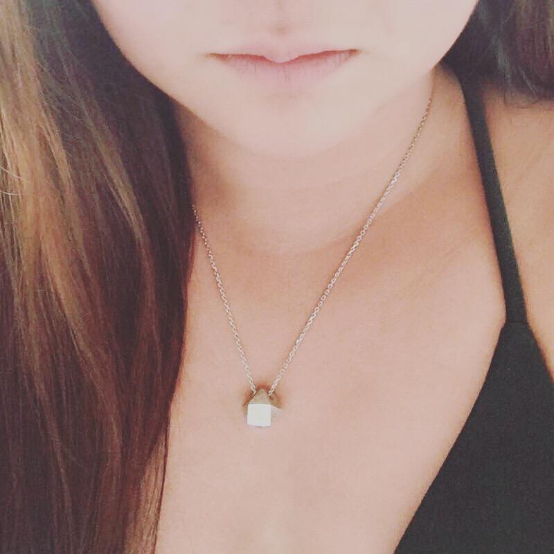 Yoga instructor wearing Necklace - Mantra Cube Necklace
