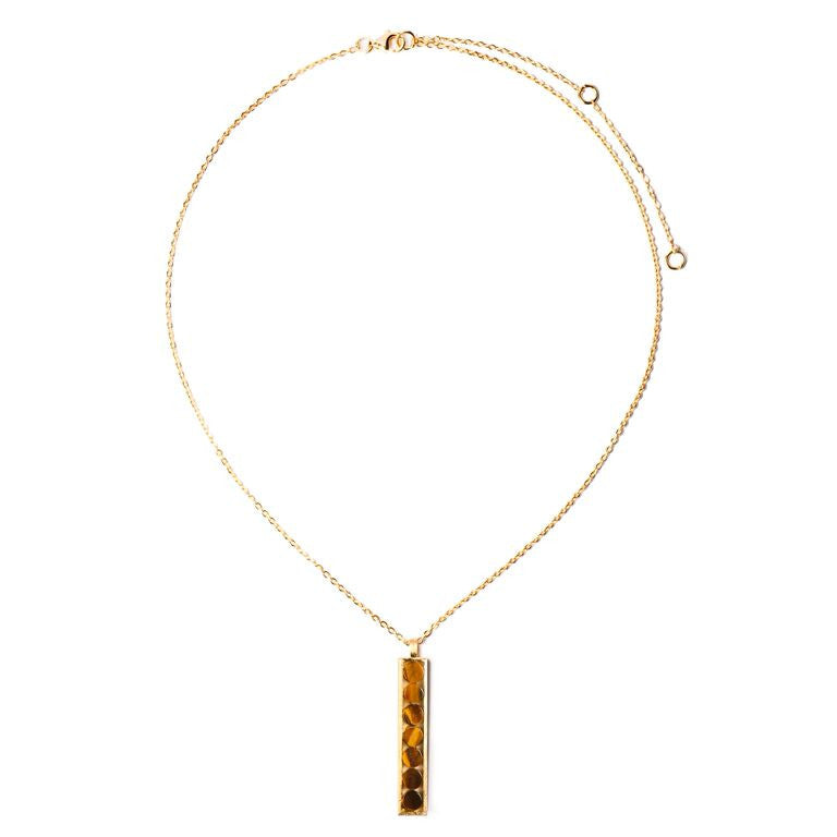 Mantra Rectangle Pendant with tiger's eye Necklace