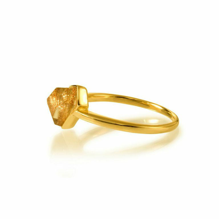 Lattice Boyfriend Ring with Rutilated Glass