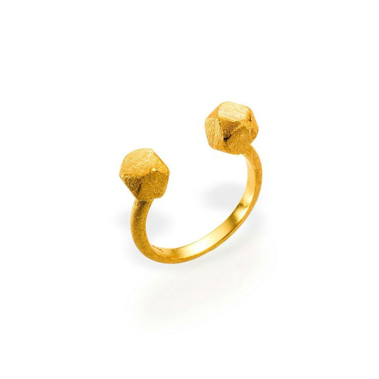 Mantra Open Cube Ring with Gold plate