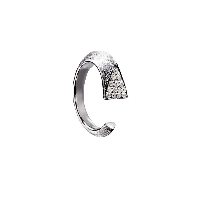 Mantra Dagger Open Ring with White Sapphires, rhodium