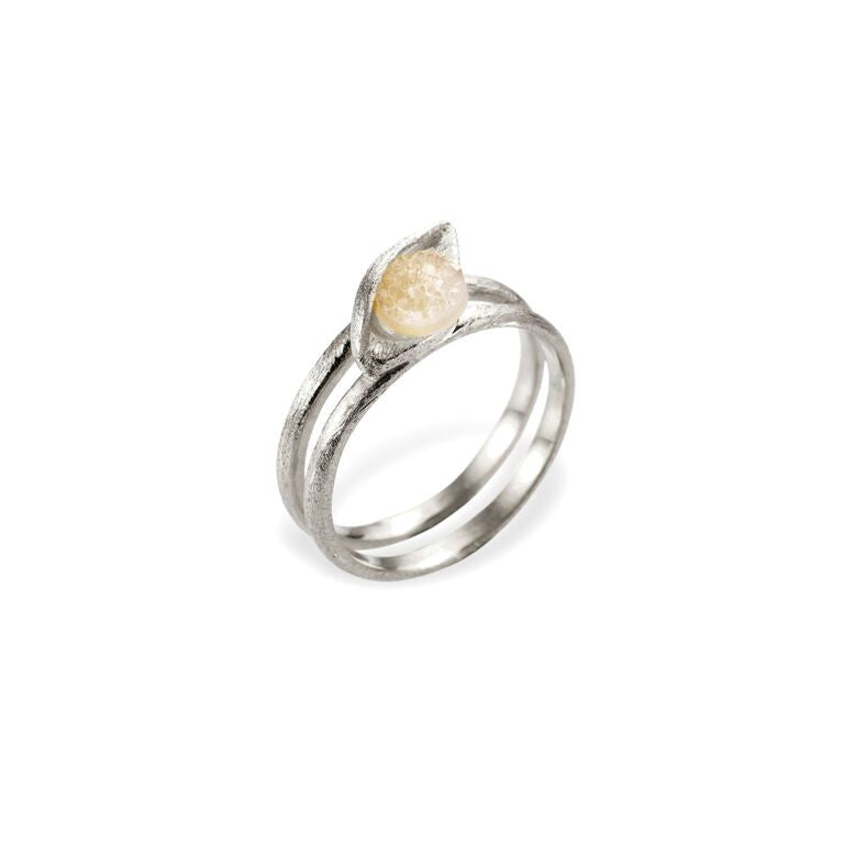 Mantra Buddha Eye Ring with Druzy - rhodium