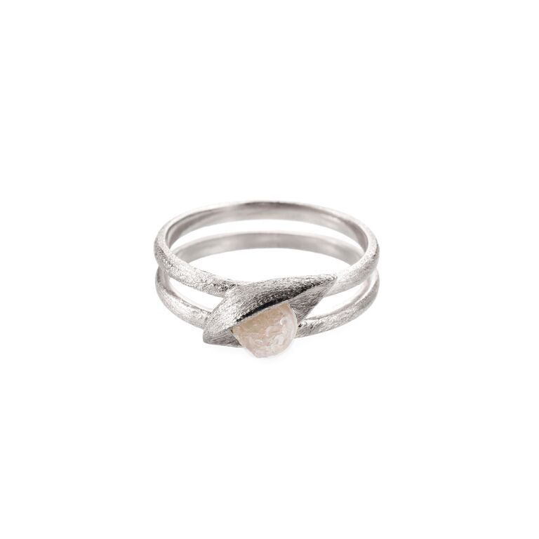 Mantra Buddha Eye Ring with Druzy - rhodium