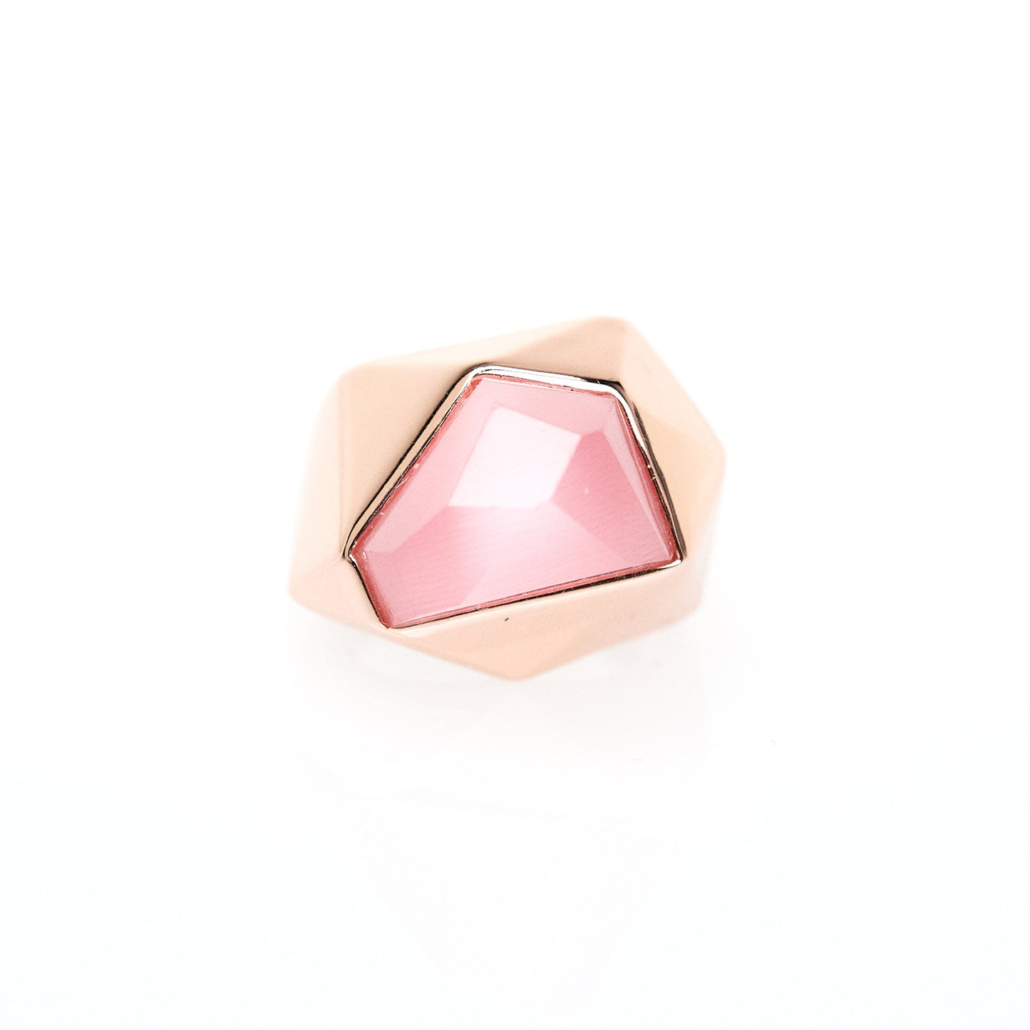 Lattice Cocktail Ring - pink cat's eye