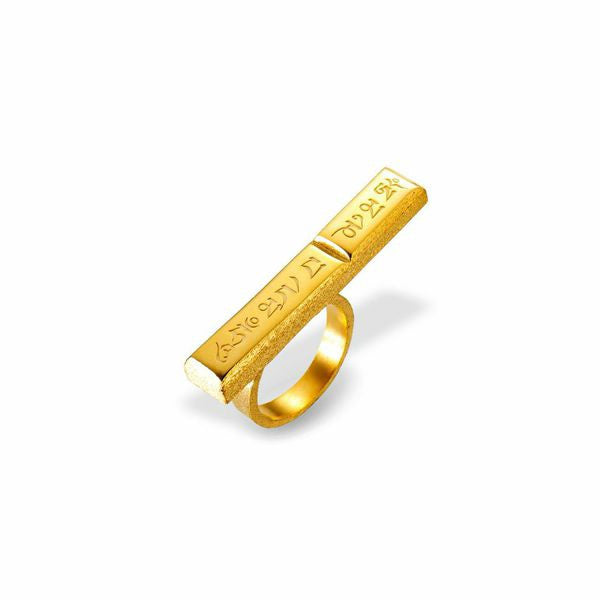 Mantra Long Knuckle Ring with Edge - gold
