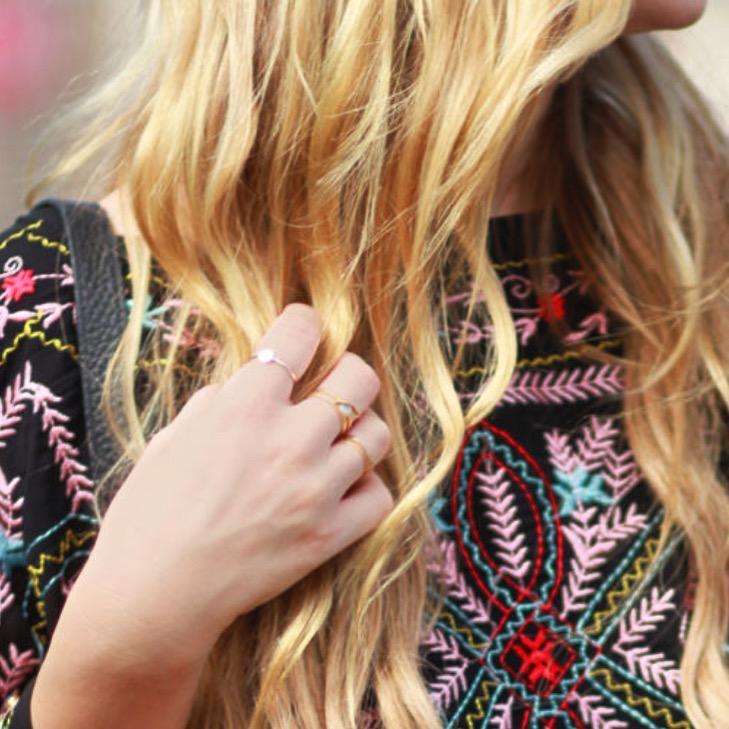 Boho Chic trendy blogger UpBeatSoles wearing Mantra Buddha Eye Ring With Druzy