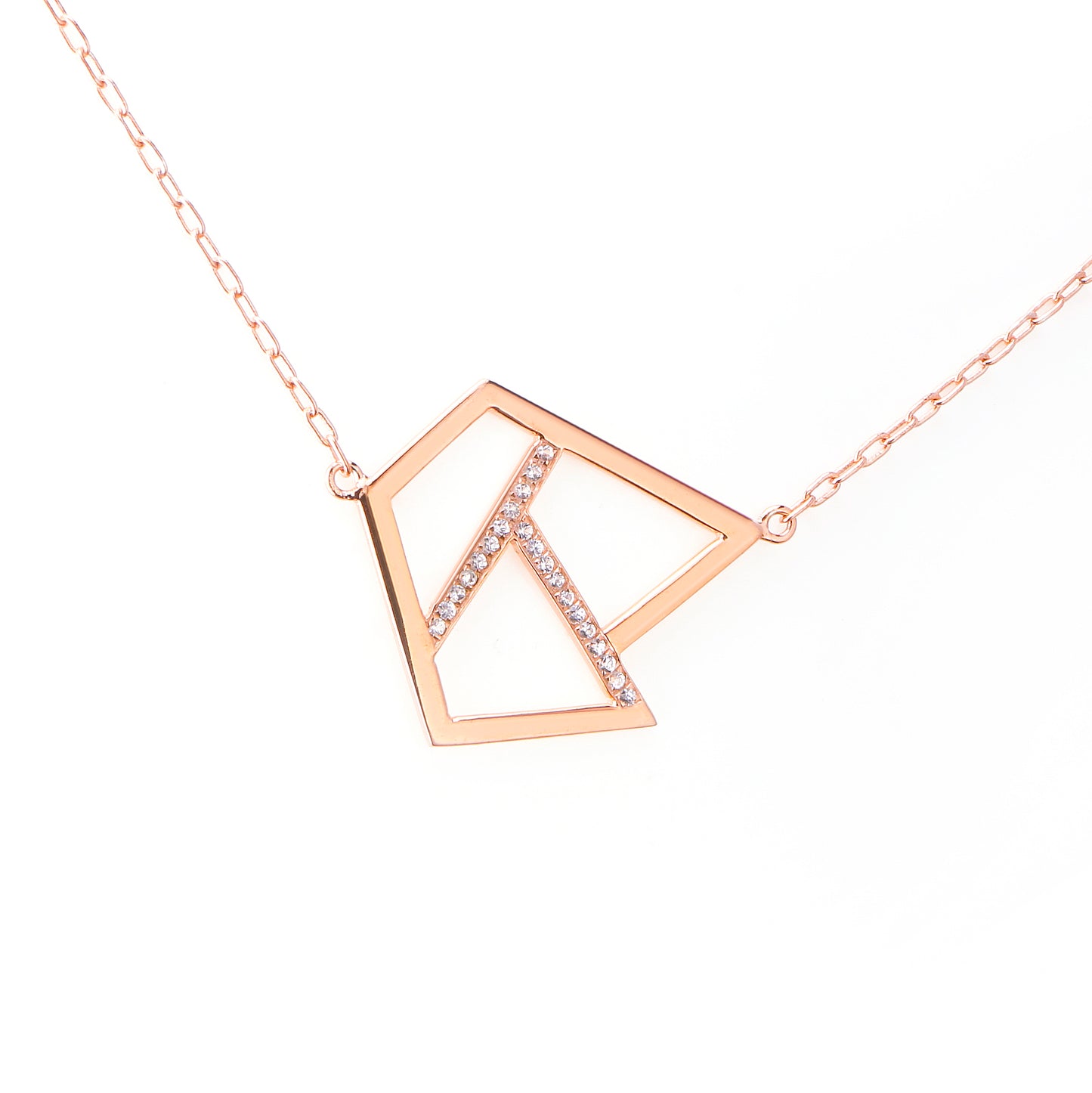 Jennie Lattice Triple Necklace with White Sapphires rose gold plate