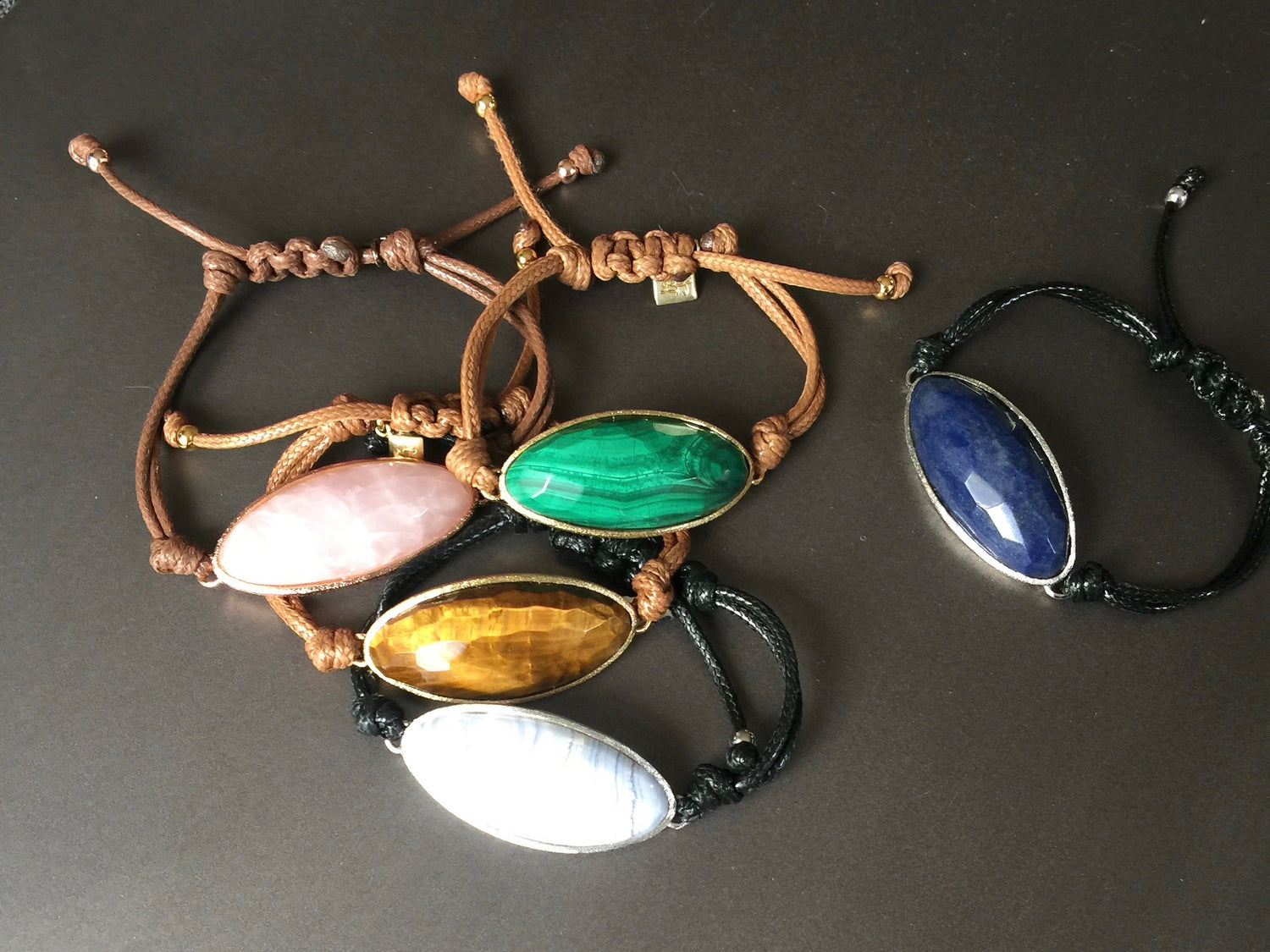 Lattice corded Healing stone bracelets 