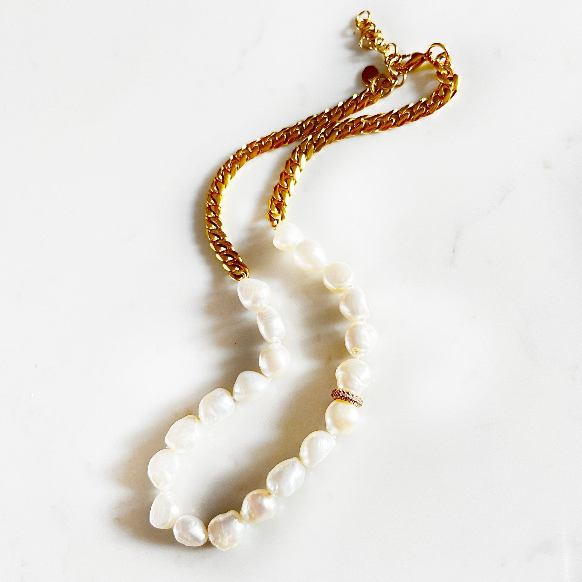 Khai Pavee Ring with Baroque Pearls Necklace