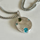 recycled 925 Silver Sand cast oval with lab sapphires 