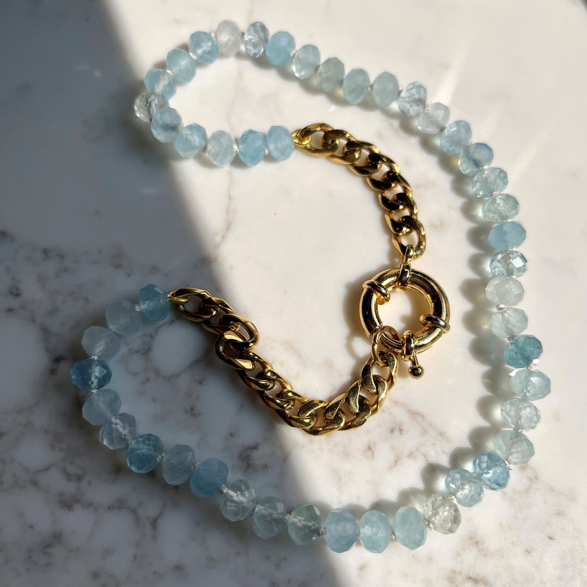 Tammy Necklace with Aquamarine Beads
