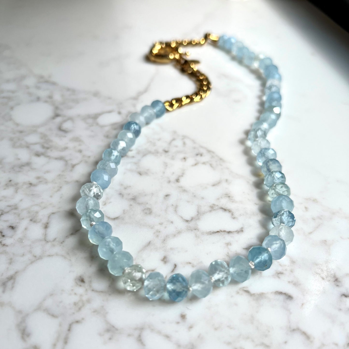 Tammy Necklace with Aquamarine Beads