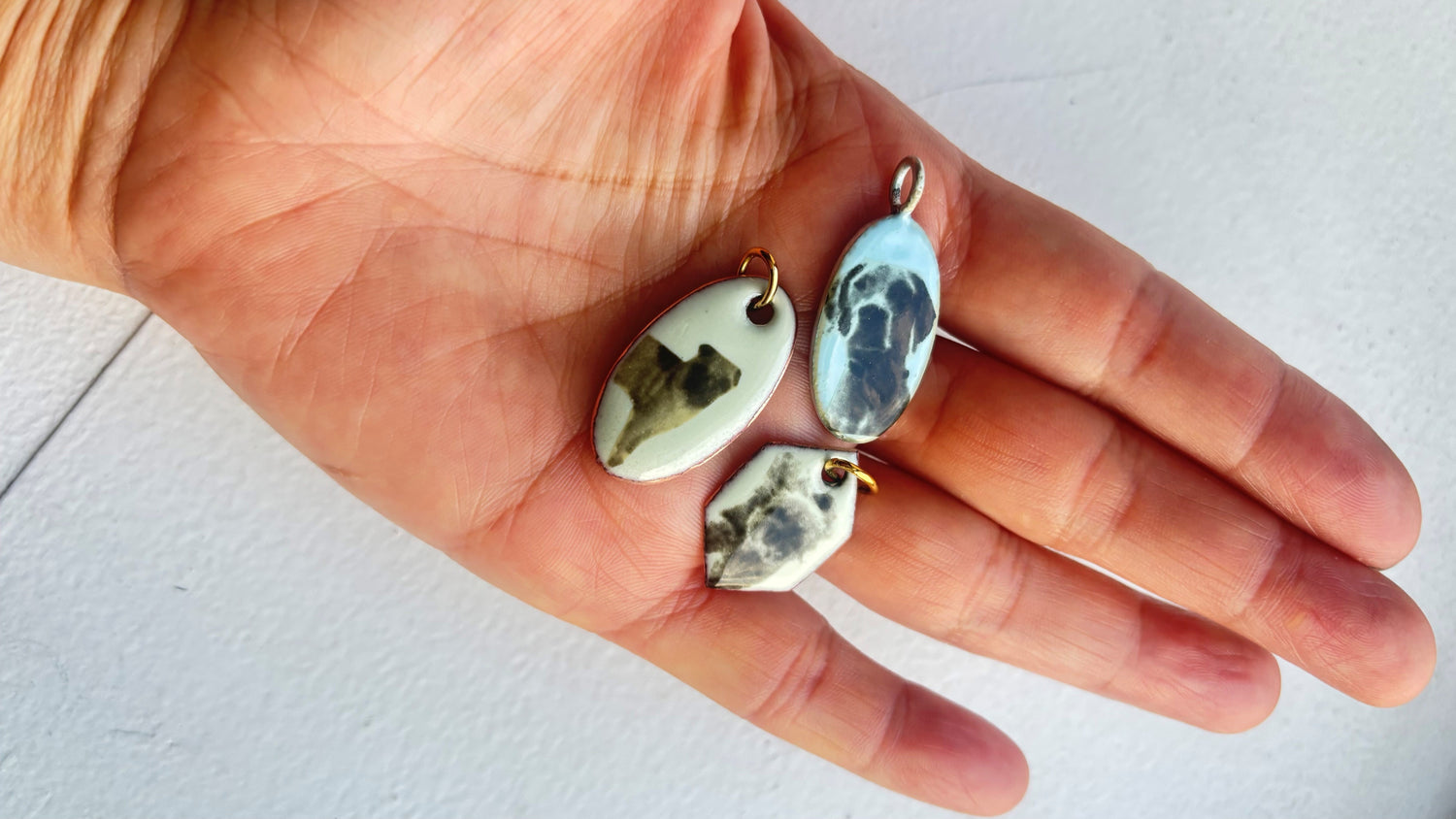 enamel furry pet tags in hand
